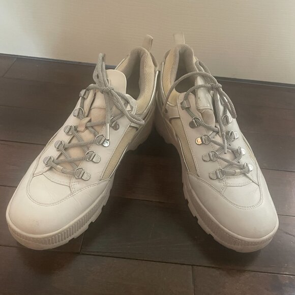 Michael Kors Women's Brooke White Leather & Scuba Trek Lace-Up Sneakers size 10 - Picture 3 of 12